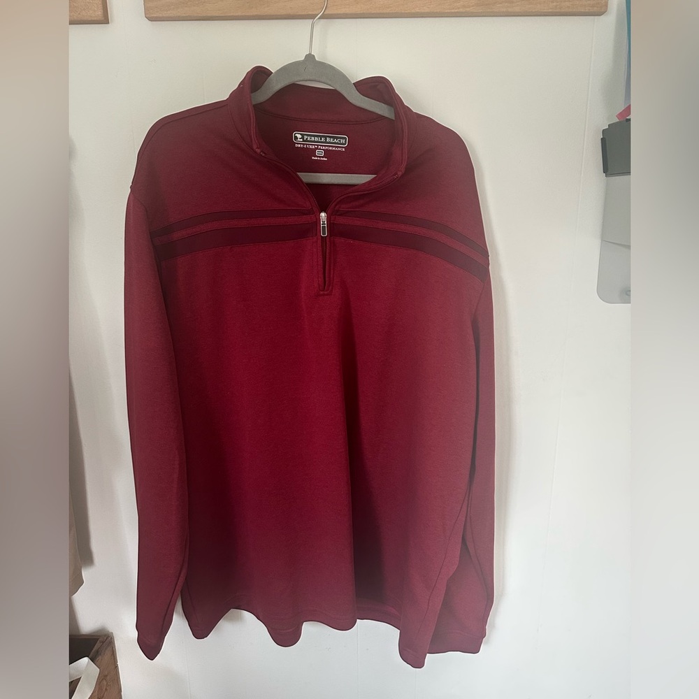 Pebble Beach Red Zip Up Shirt with Refined Style